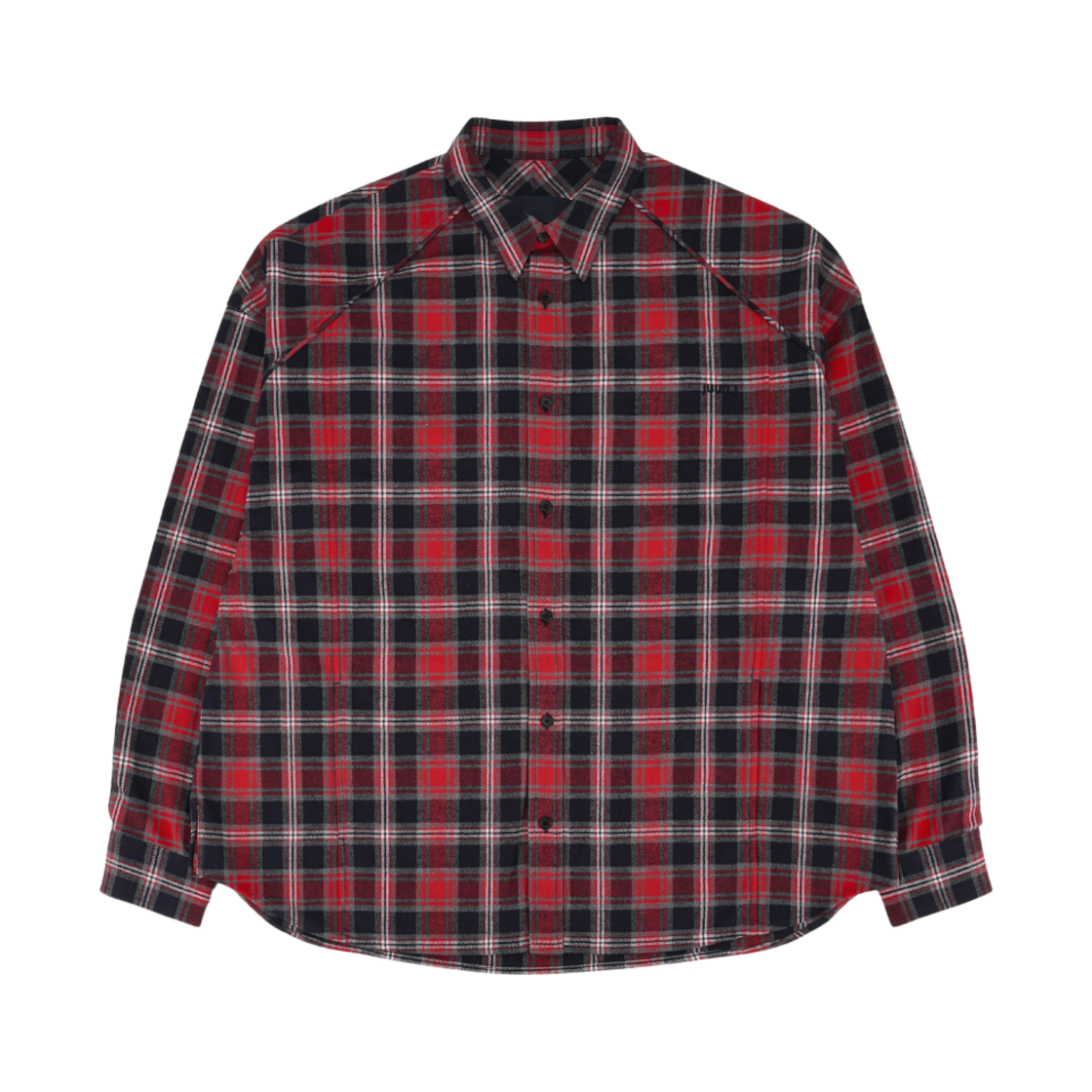준지 오버핏 클래식 체크 셔츠 레드 - 24FW(Juun.J Overfit Classic Check Shirt Red - 24FW)