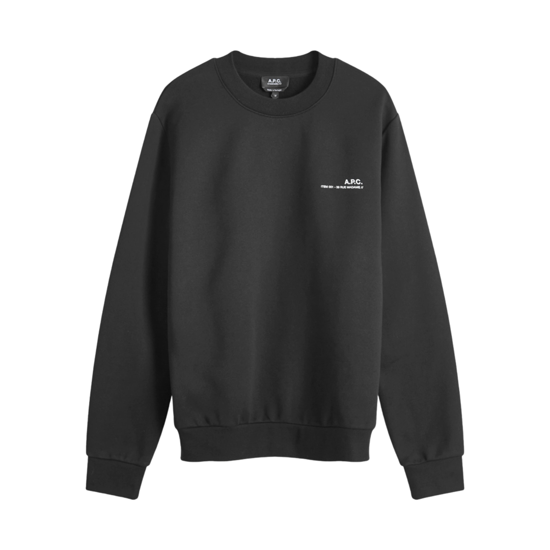 아페쎄 스탠다드 아이템 넵드 오가닉 플리스 스웨트셔츠 블랙 화이트(A.P.C. Standard Item Napped Organic Fleece Sweatshirt Black White) - 1