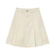 Daisy Syndrome Pleats Denim Skirt Cream