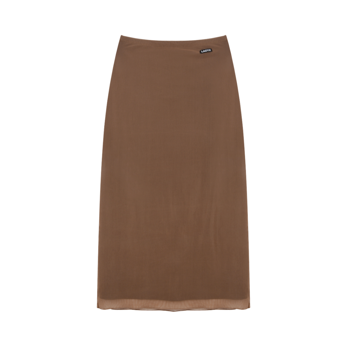 레이지지 라벨 메쉬 롱 스커트 브라운