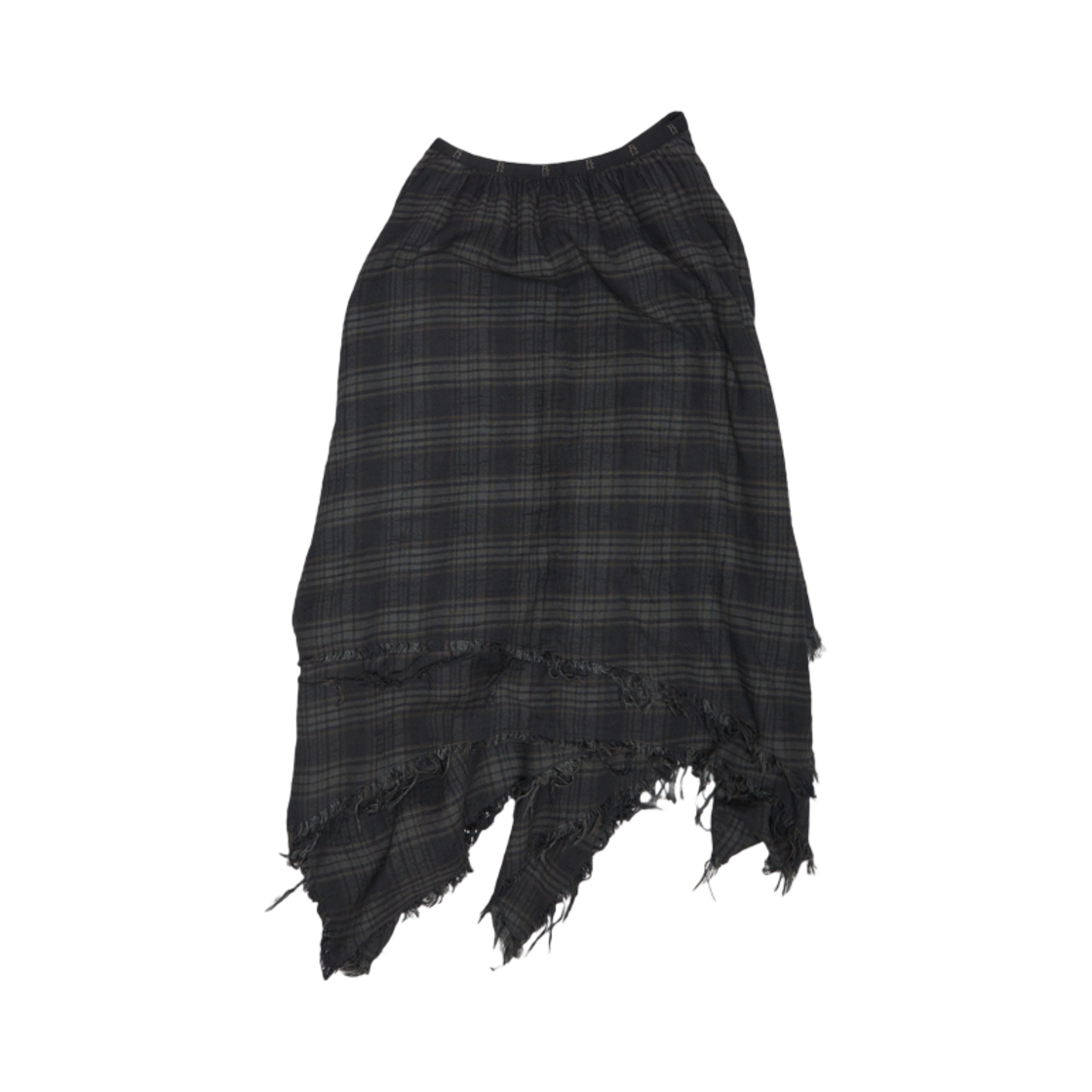 (W) R13 미디 행커치프 스커트 오버다이드 블랙 플레이드((W) R13 Midi Handkerchief Skirt Overdyed Black Plaid)