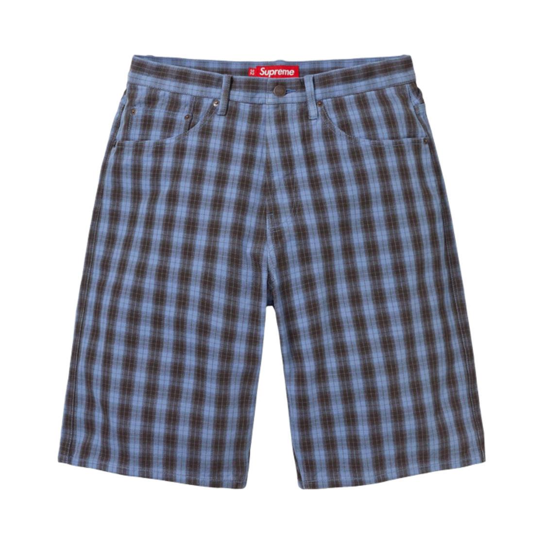 - Supreme Plaid Baggy Short Blue - 24SS