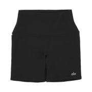 (W) Alo Yoga Airbrush High Waist 5 in Biker Short Black