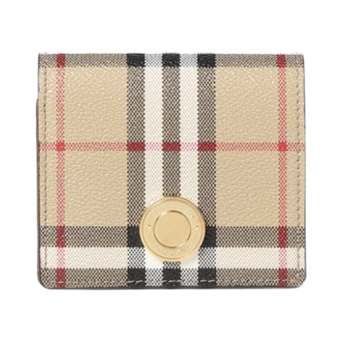 8070417 Burberry Check Leather Small Folding Wallet Archive Beige