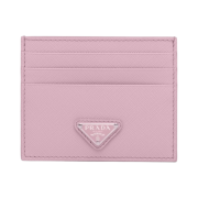 Prada Saffiano Leather Triangle Logo Card Holder Alabaster