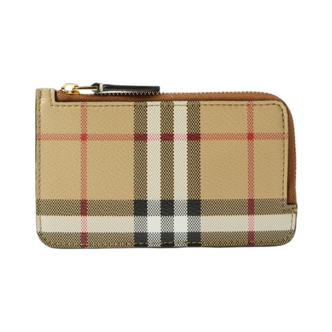 버버리 체크 레더 지퍼 카드 케이스 아카이브 베이지(Burberry Check Leather Zip Card Case Archive Beige) - 1
