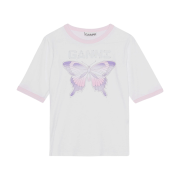 (W) Ganni Fitted Butterfly T-Shirt Bright White