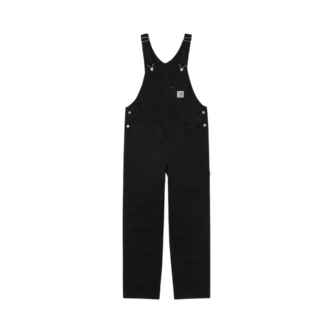 칼하트 WIP 디어본 캔버스 빕 오버롤 블랙
