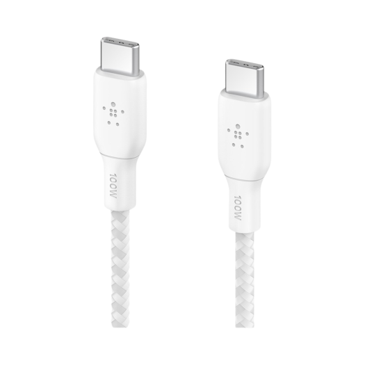 벨킨 브레이디드 C to C타입 초고속 충전 케이블 100W PD 2미터 CAB014bt2M 화이트
