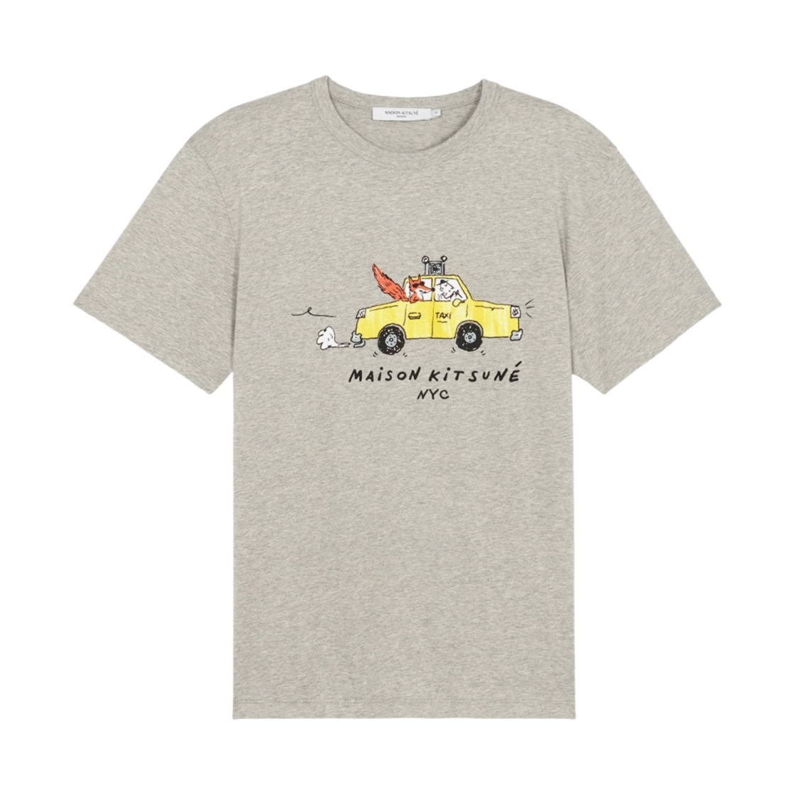 메종 키츠네 올리 택시 폭스 클래식 티셔츠 그레이 멜란지(Maison Kitsune Oly Taxi Fox Classic T-Shirt Grey Melange) - 1