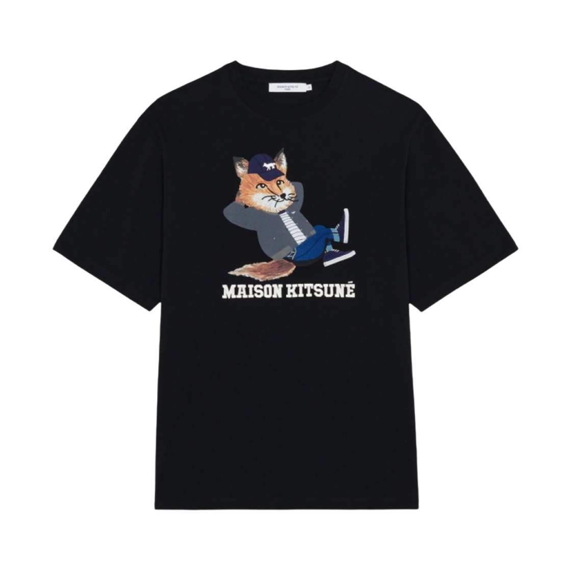 메종 키츠네 드레스드 폭스 프린트 이지 티셔츠 블랙(Maison Kitsune Dressed Fox Print Easy T-Shirt Black)