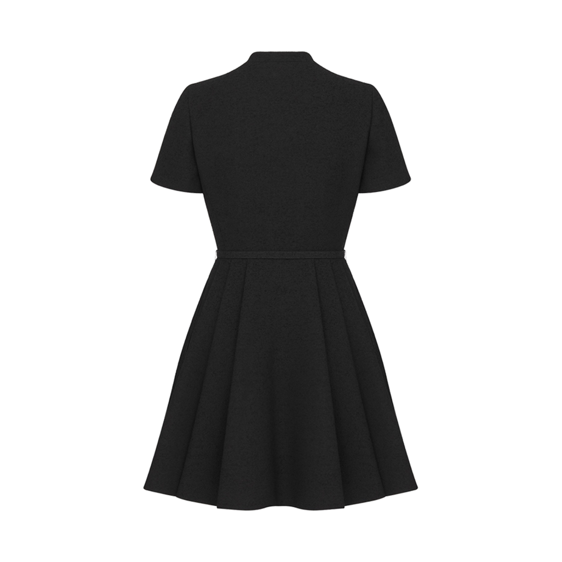 421R66A1761-X9000 (W) Dior Short Belted Dress Black Virgin Wool Cotton Boucle - #2