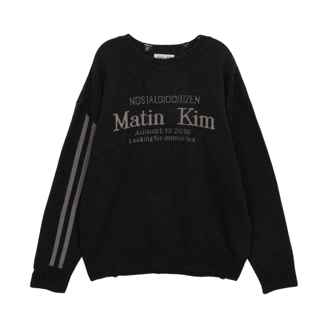 MK2377PO015M/MK2400PO015M (W) Matin Kim Matin Sleeve Line Knit Pullover Charcoal
