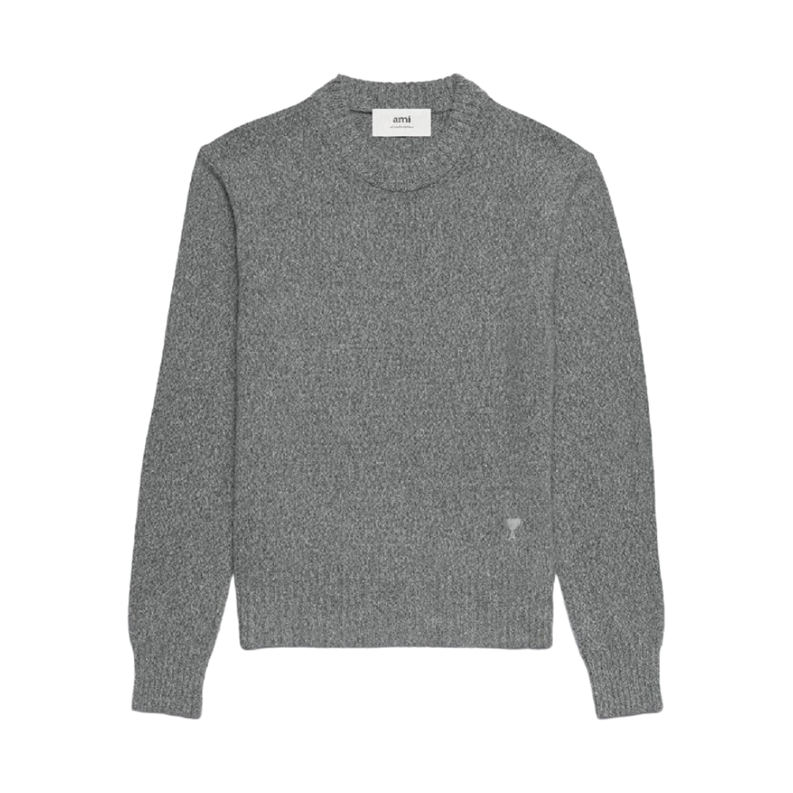 HKS127-005-055 AMI Tonal de Coeur Crew Neck Sweater Heather Grey