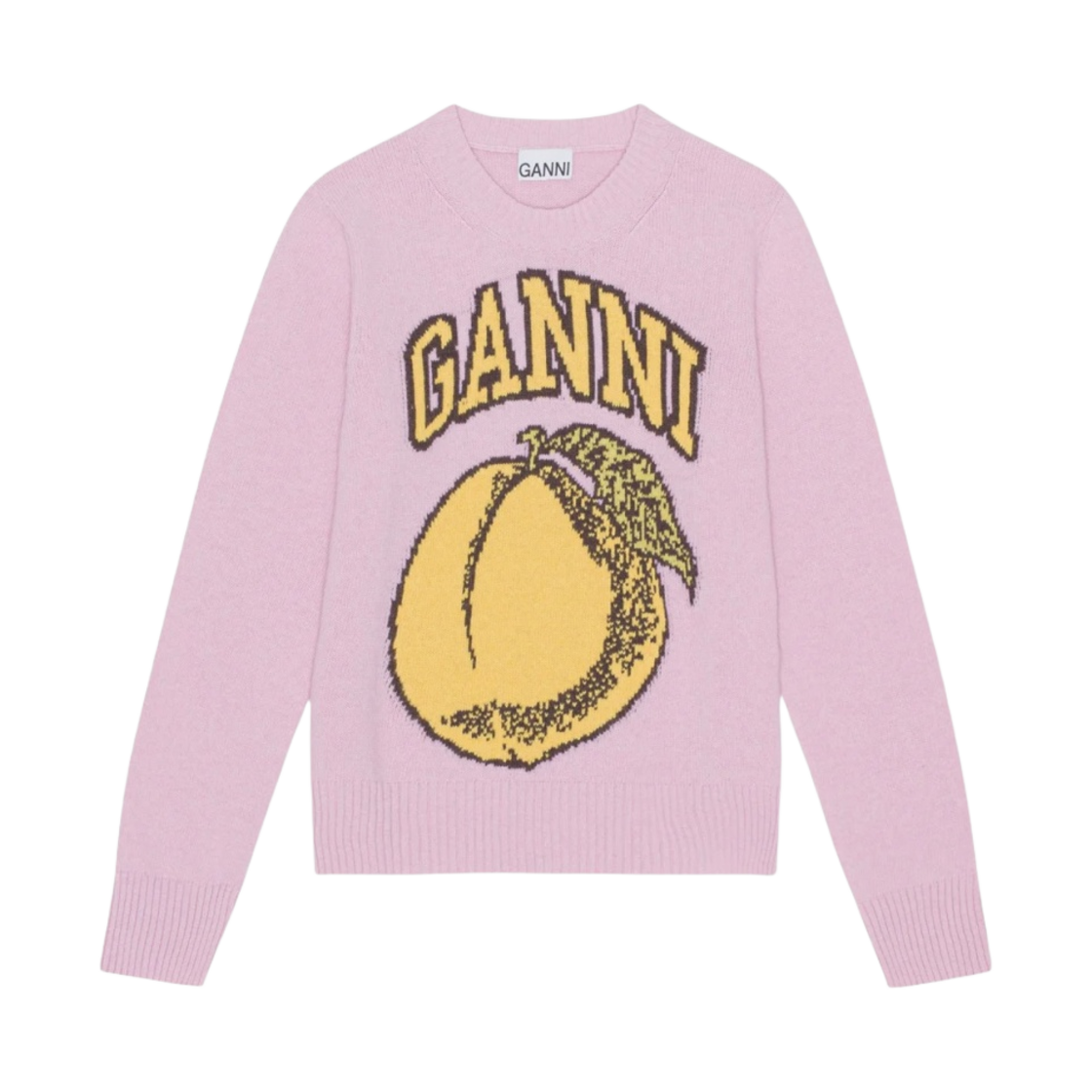 K1904-491 (W) Ganni Graphic Print O-Neck Pullover Coral Blush