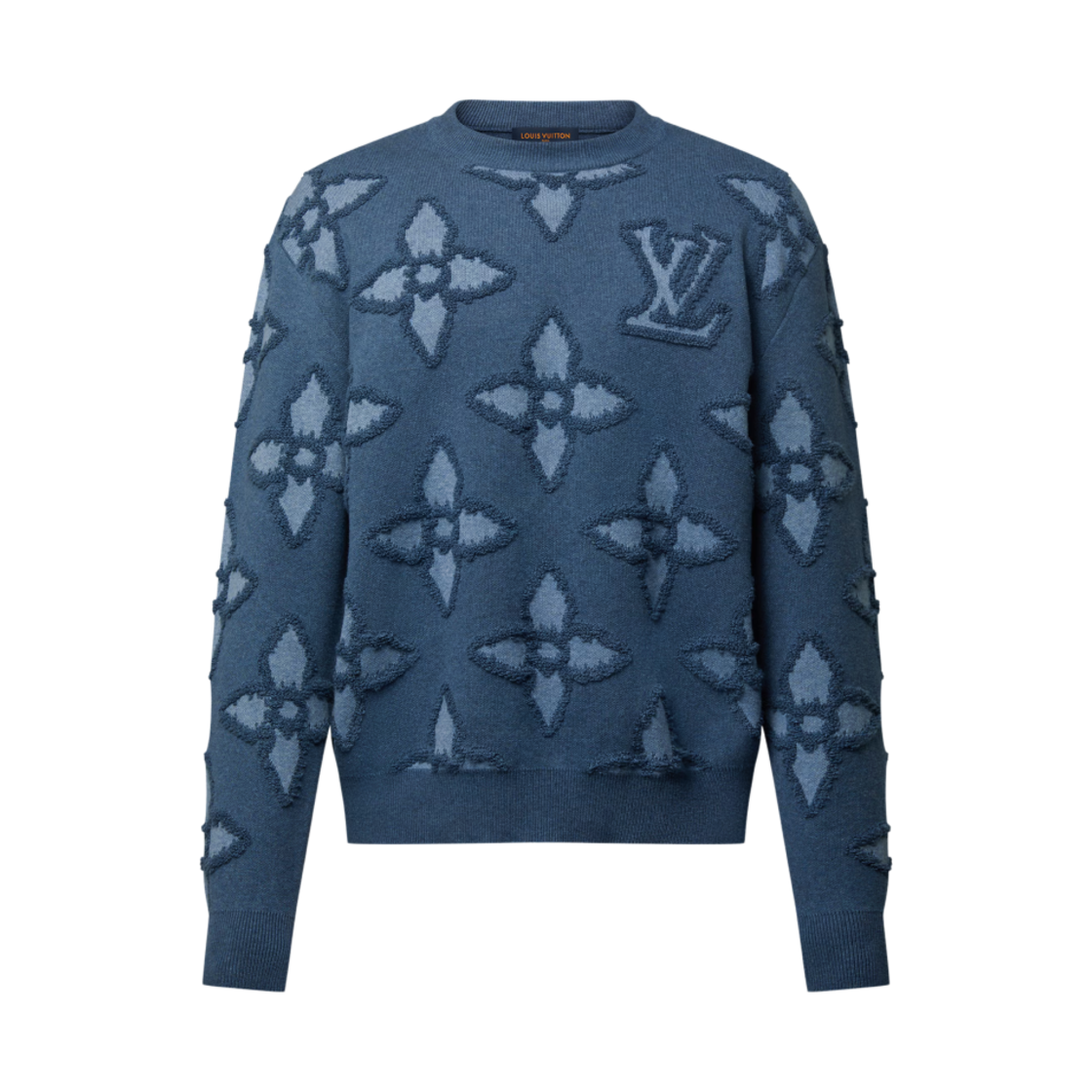 - Louis Vuitton Textured Cotton Crewneck Indigo Blue