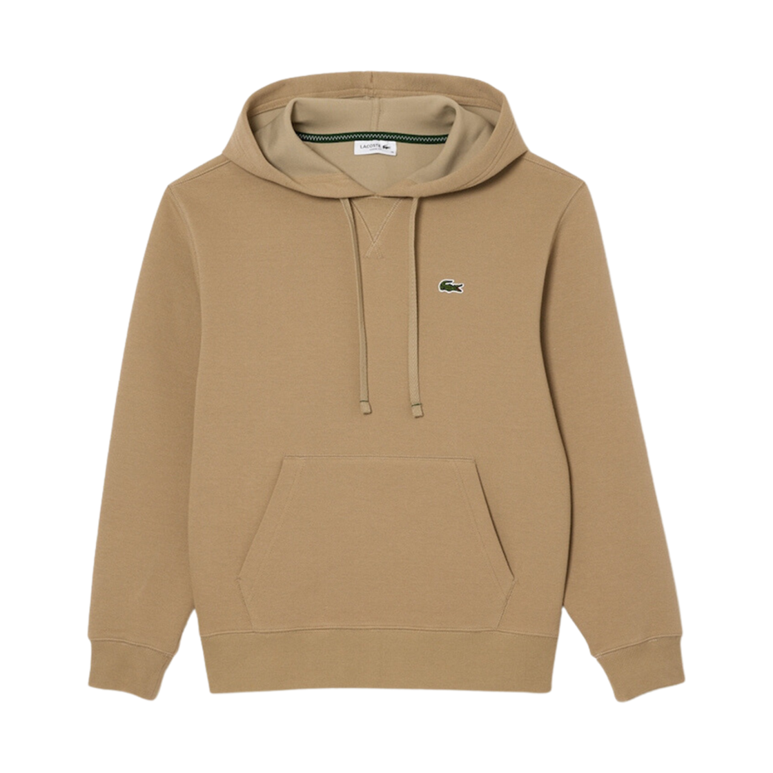 (W) 라코스테 더블 페이스드 피케 루즈 핏 후드 스웨트셔츠 베이지((W) Lacoste Double Faced Pique Loose Fit Hoodie Sweatshirt Beige) - 1