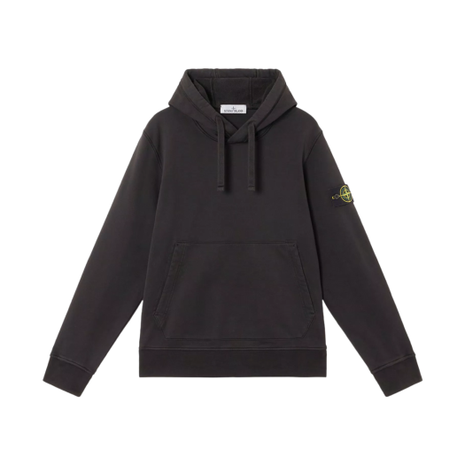 K1S1561000-45S0051-V0029 Stone Island 6100045 Organic Cotton Fleece Sweatshirt with Drawstring Hood and Pockets Black - 25SS