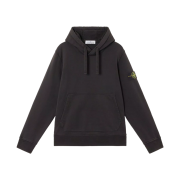 Stone Island 6100045 Organic Cotton Fleece Sweatshirt with Drawstring Hood and Pockets Black - 25SS