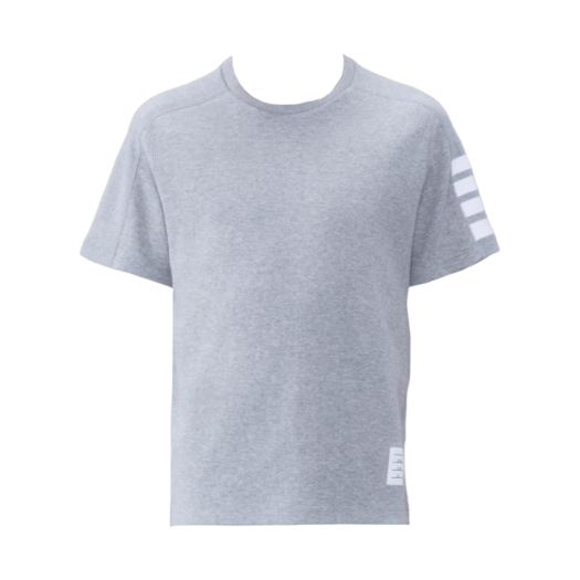 Thom Browne Cotton 4-Bar Short Sleeve Striped T-Shirt Light Grey