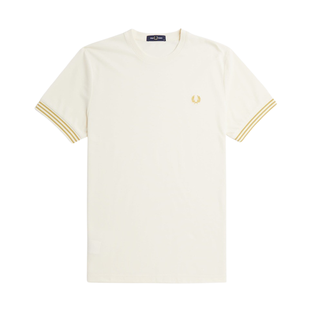 AFPM2437707-R96 Fred Perry Striped Cuff T-Shirt Ecru