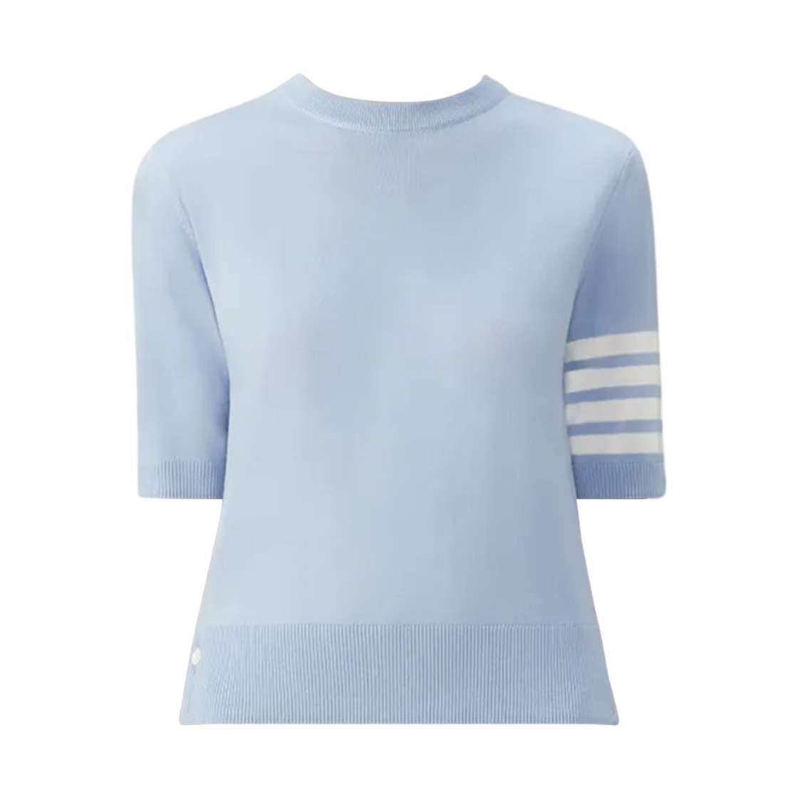FKA471A-Y1014-482 (W) Thom Browne Merino Wool Jersey Stitch 4-Bar T-Shirt Light Blue