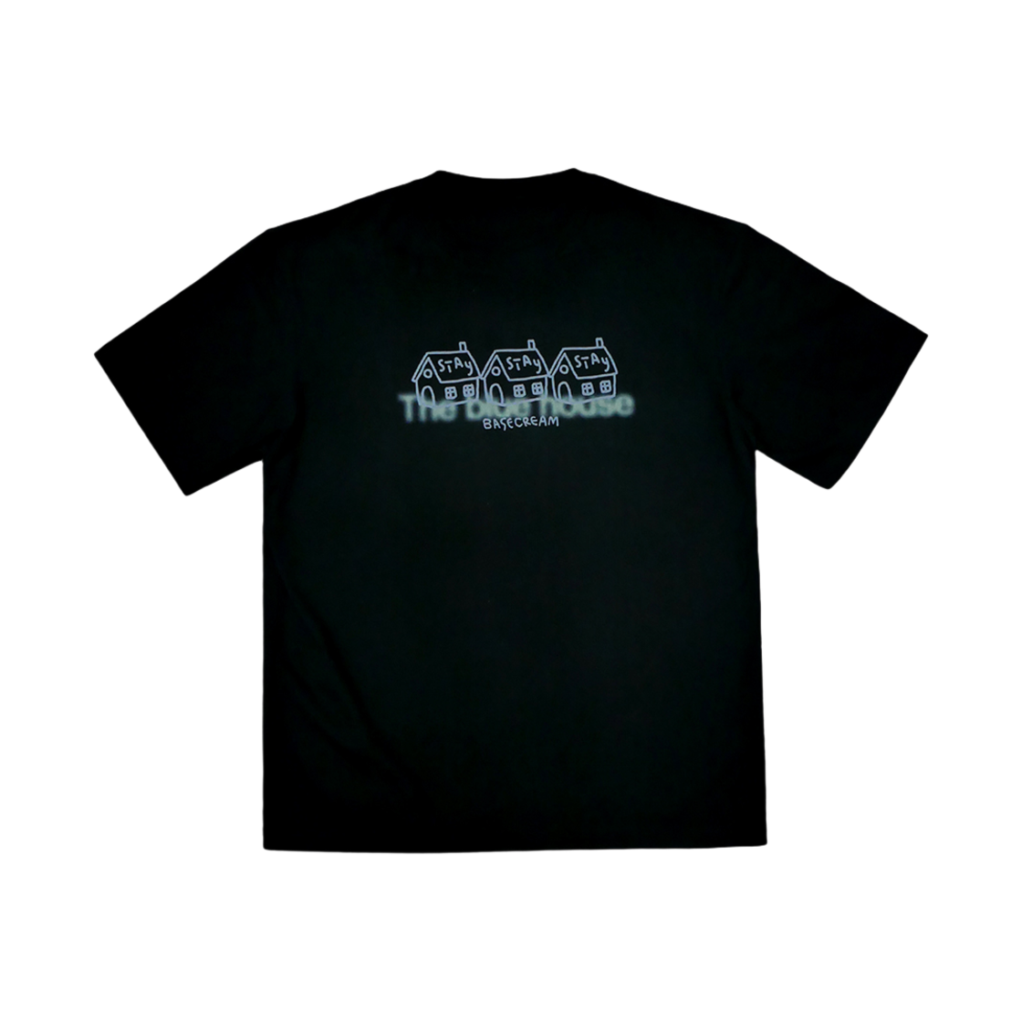 베이스크림 블루하우스 티셔츠 블랙(Basecream Blue House Tee Black)