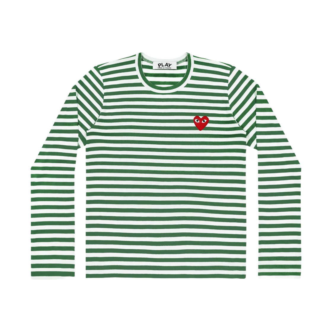 플레이 꼼데가르송 레드 하트 보더 롱슬리브 그린 화이트(Play Comme des Garcons Red Heart Border Long Sleeve Green White) - 1