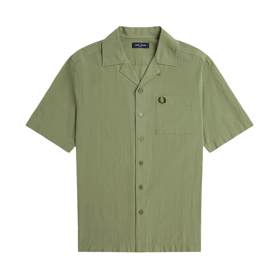 AFPM2517762-X88 Fred Perry Lightweight Texture Revere Collar Shirt Olive Mint