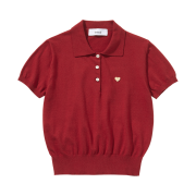 Knitted W Basic Essential Washable Collar Knit Red
