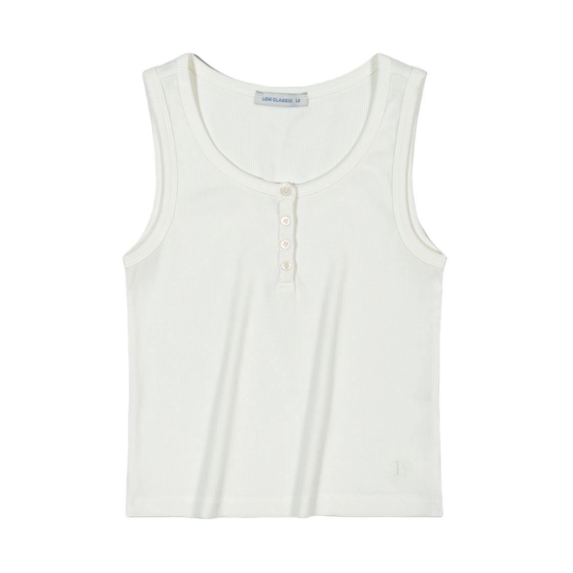 - (W) Low Classic Henry-Neck Sleeveless White
