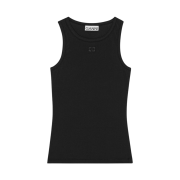 (W) Ganni Soft Cotton Rib Tank Top Black