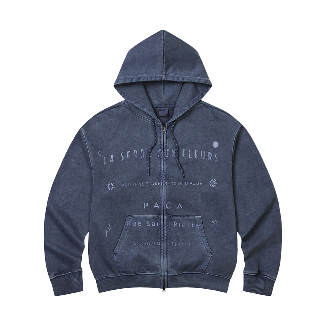 아모우 피그먼트 투웨이 후드집업 네이비(AMOU Pigment 2Way Hoodie Zip Up Navy)