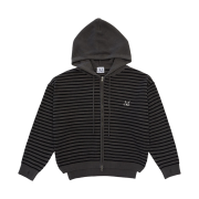MUCENT Mei Stripe Hand-Warmer Knit Zip-Up Charcoal