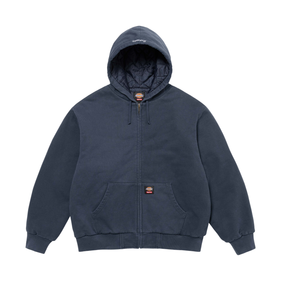 슈프림 x 디키즈 퀼티드 라인드 집업 후드 스웨트셔츠 네이비 - 24FW(Supreme x Dickies Quilted Lined Zip Up Hooded Sweatshirt Navy - 24FW)