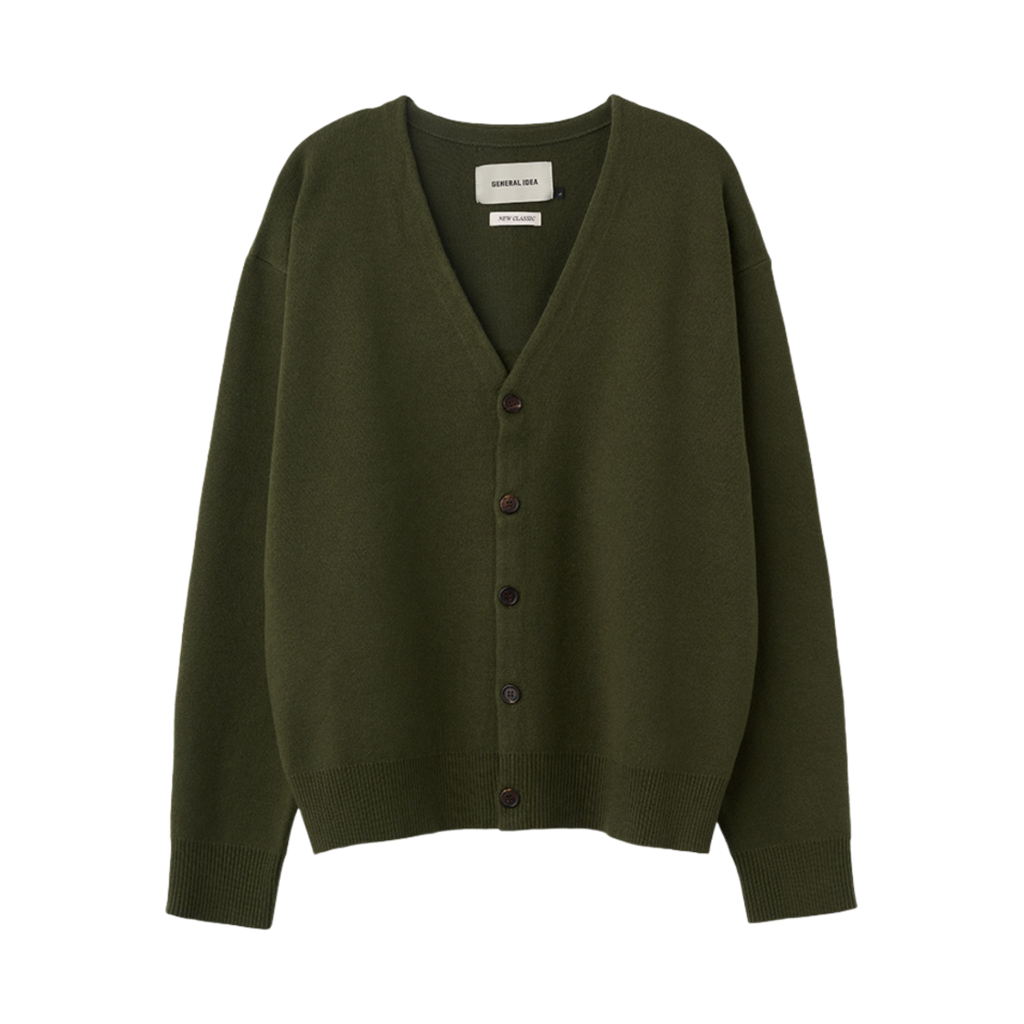 제너럴아이디어 맨 뉴클래식 브이넥 가디건 카키