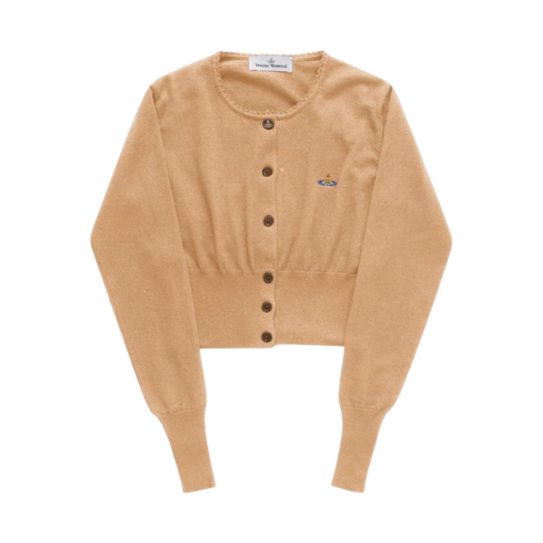 1803002U-Y0018-C407 (W) Vivienne Westwood Bea Cropped Cardigan Camel