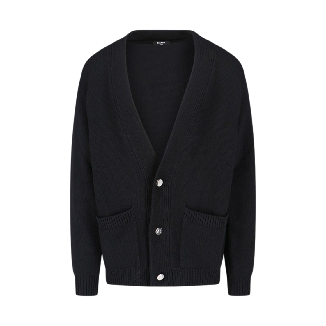발망 시그니처 로고 자수 울 가디건 블랙(Balmain Signature Logo Embroidered Wool Cardigan Black)