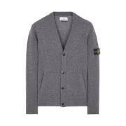 Stone Island 506A2 Geelong Wool Knit Cardigan Dark Grey Melange - 23FW