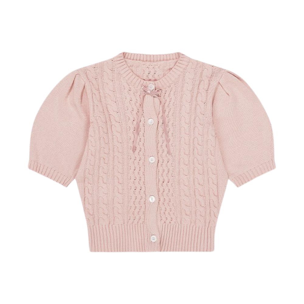 lr_036 Leterie Volume Cable Half Cardigan Pink