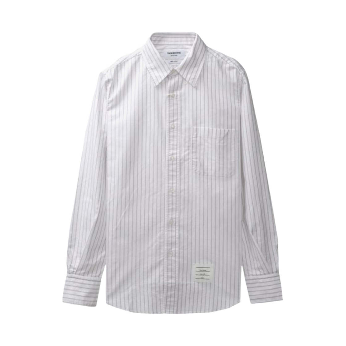 톰브라운 센터 백 RWB 쉐도우 핀스트라이프 옥스포드 스트레이트 핏 셔츠 화이트(Thom Browne Center Back RWB Shadow Pinstripe Oxford Straight Fit Shirt White) - 1