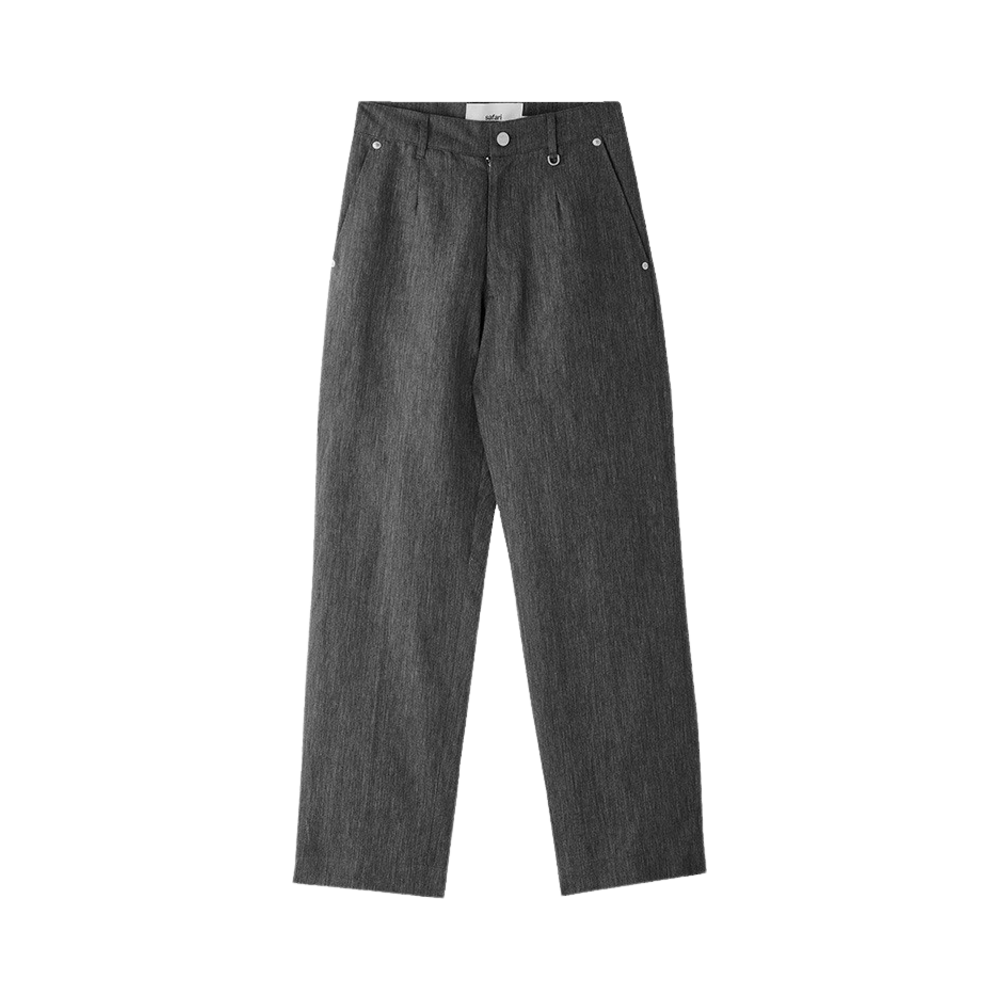 사파리스팟 우먼 1/2 티켓팅 린넨 데님 팬츠 블랙(Safarispot Women 1/2 Ticketing Linen Denim Pants Black) - 1