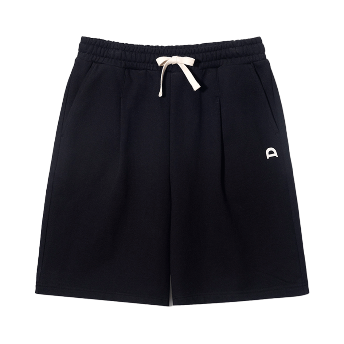 UDPA5B121BK_M_ Dunst Unisex Leather Logo Sweat Shorts Black