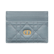 Dior Caro Five Slot Card Holder Supple Cannage Calfskin Cloud Blue