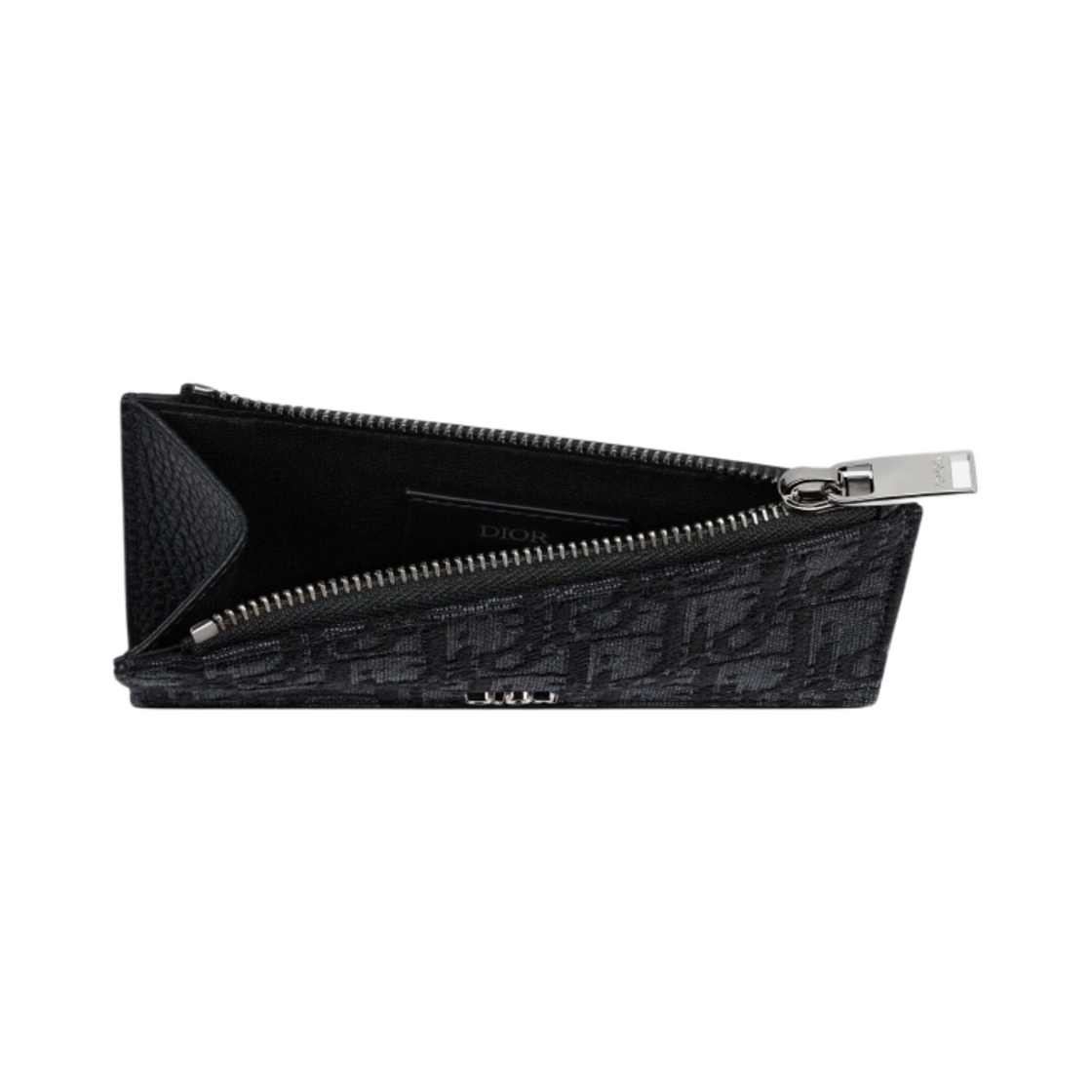 디올 지퍼 카드 홀더 그레인드 카프스킨 블랙 디올 오블리크 자카드(Dior Zipped Card Holder Grained Calfskin Black Dior Oblique Jacquard) - 2