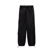 (W) Zara Nylon Blend Parachute Trousers Black