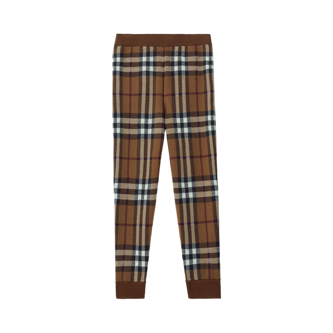 8063642 Burberry Checked Tapered Track Pants Dark Birch Brown