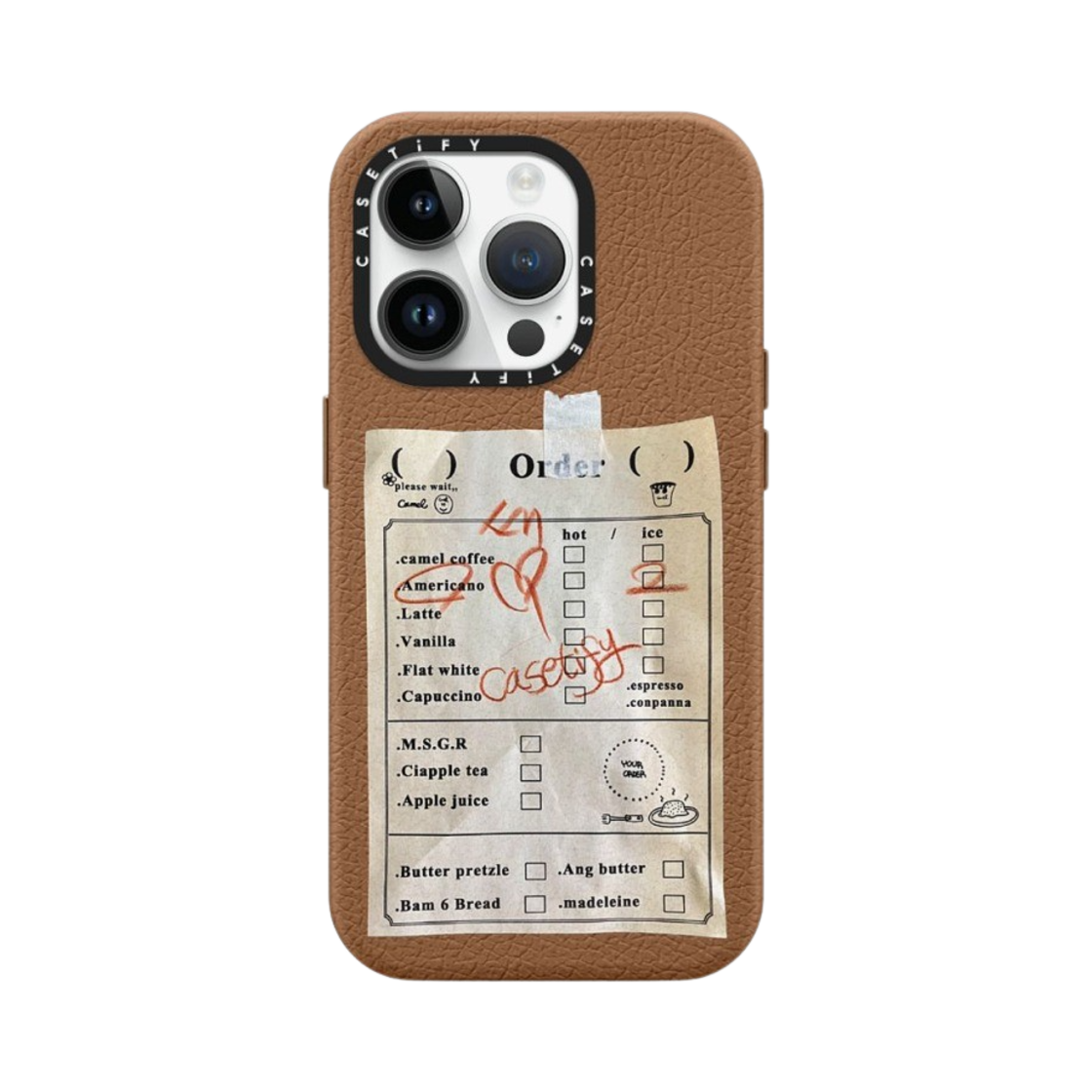 케이스티파이 x 카멜 커피 아이폰 오더 페이퍼 맥세이프 레더 케이스 라떼(Casetify x Camel Coffee iPhone Order Paper Magsafe Leather Case Latte) - 1