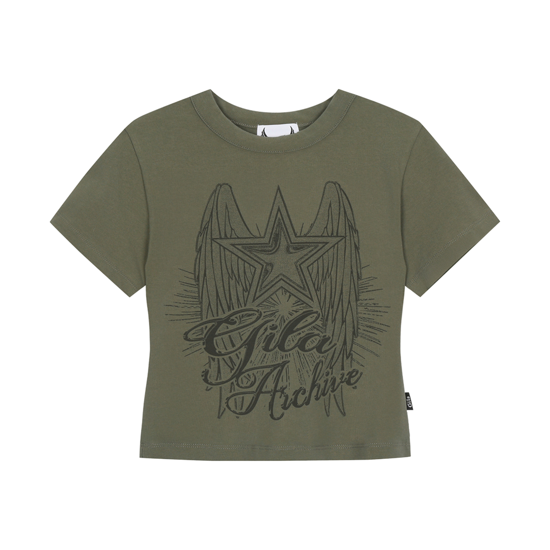 GL25SUTP02KH Gila Archive Star Wing Crop T-Shirt Khaki