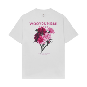 Wooyoungmi Flower Print Back Logo T-Shirt White Pink - 21SS